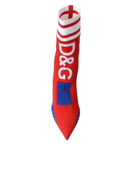 Red white and blue sock shaped like a rocket