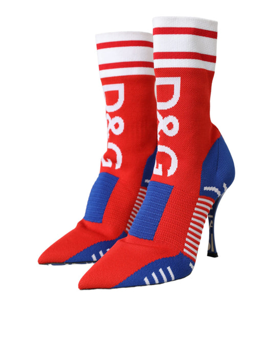Red and blue striped socks