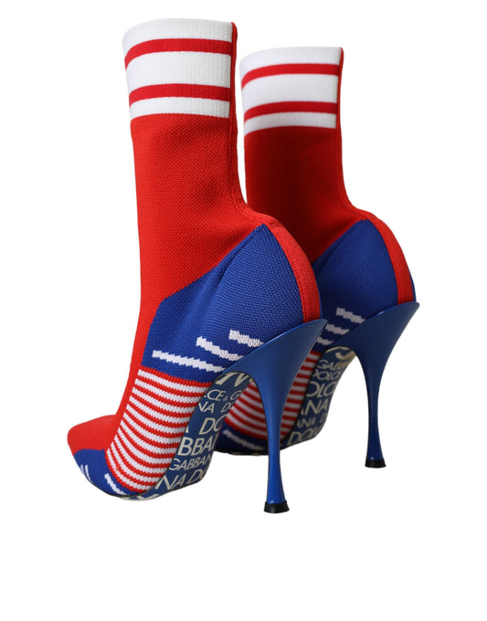 High heel shoes with red white and blue socks
