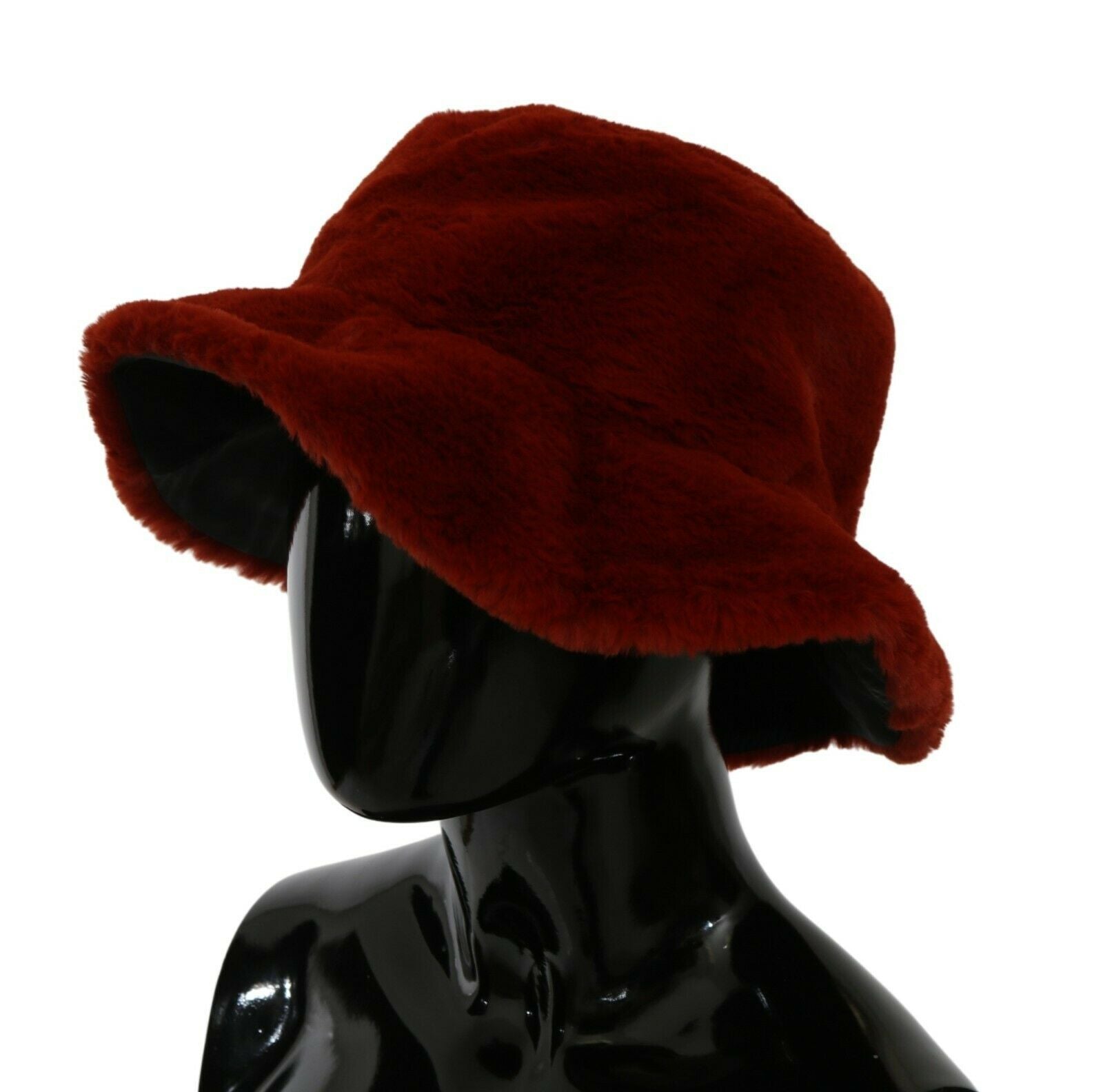Red furry hat on display mannequin head