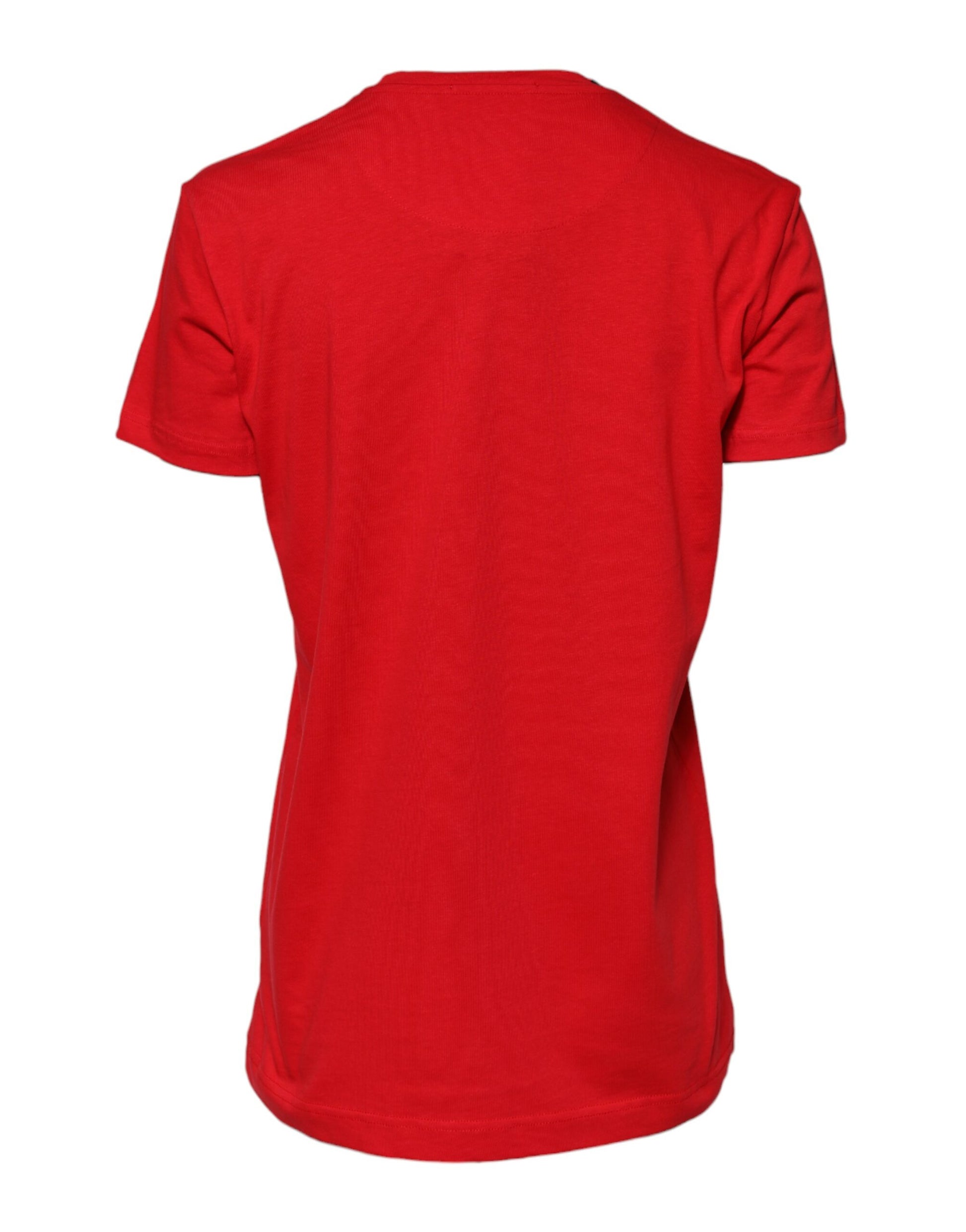 Red short sleeve shirt on hanger