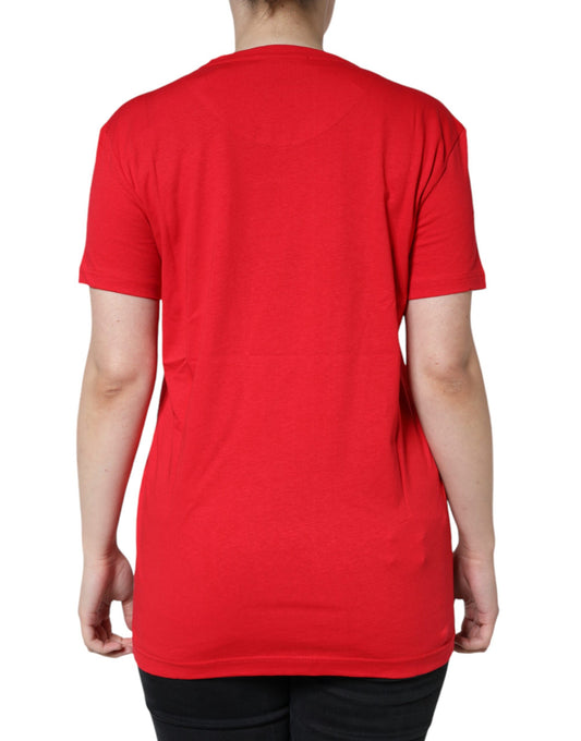Red t-shirt on a person's back
