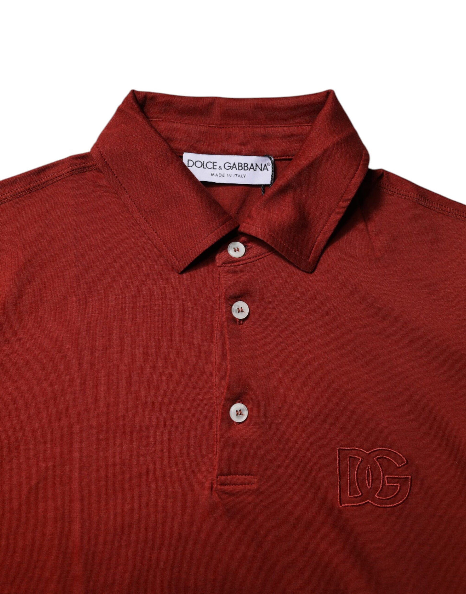 Red polo shirt with collar and buttons