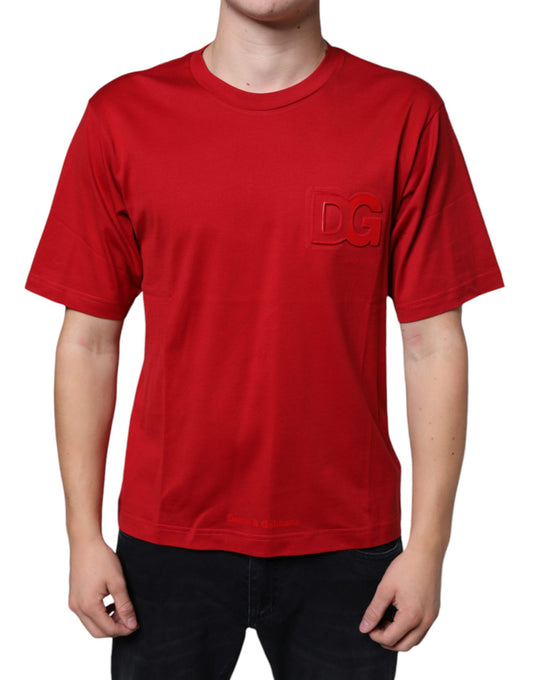 Red short sleeve t-shirt on a mannequin