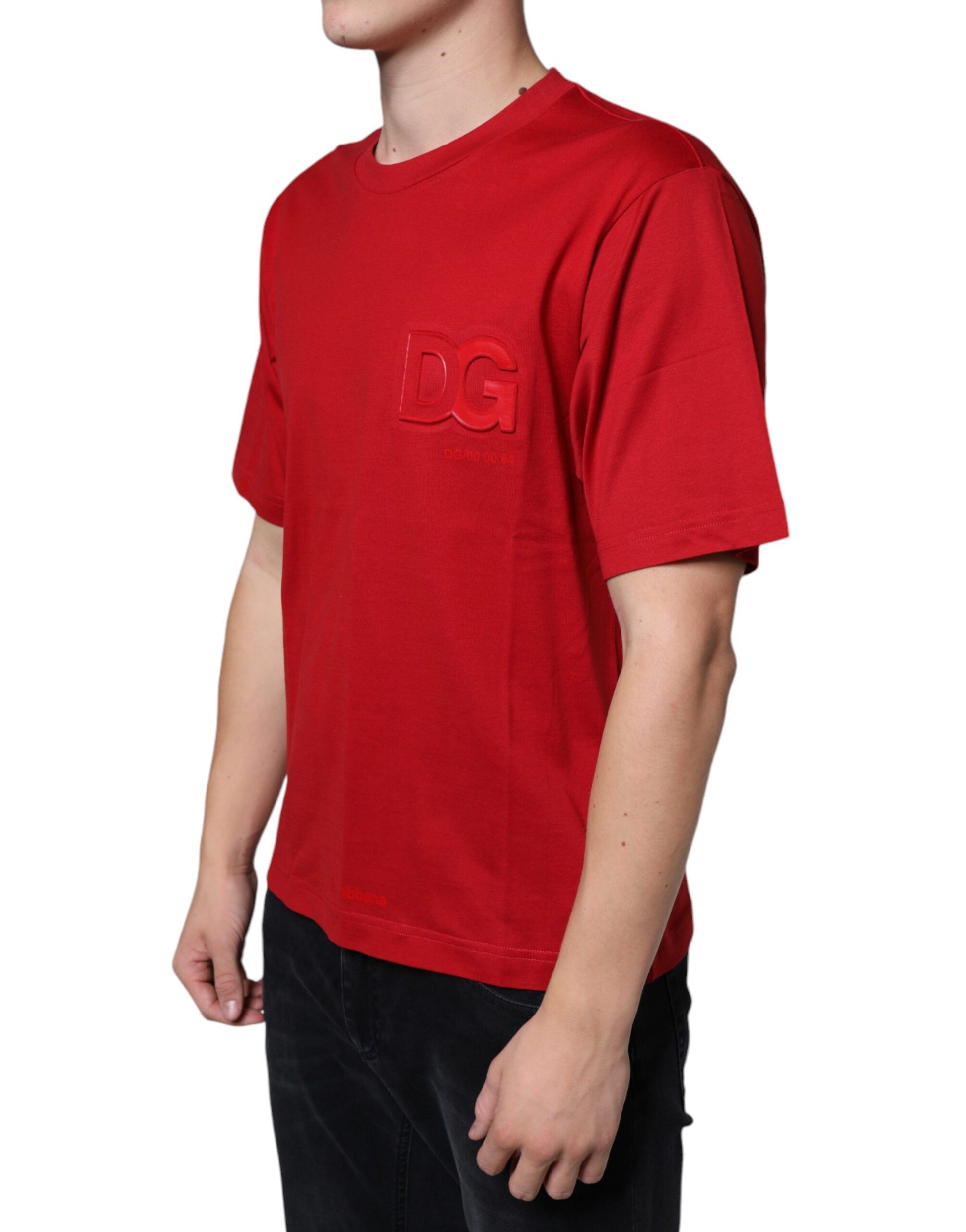 Red short sleeve t-shirt on a mannequin