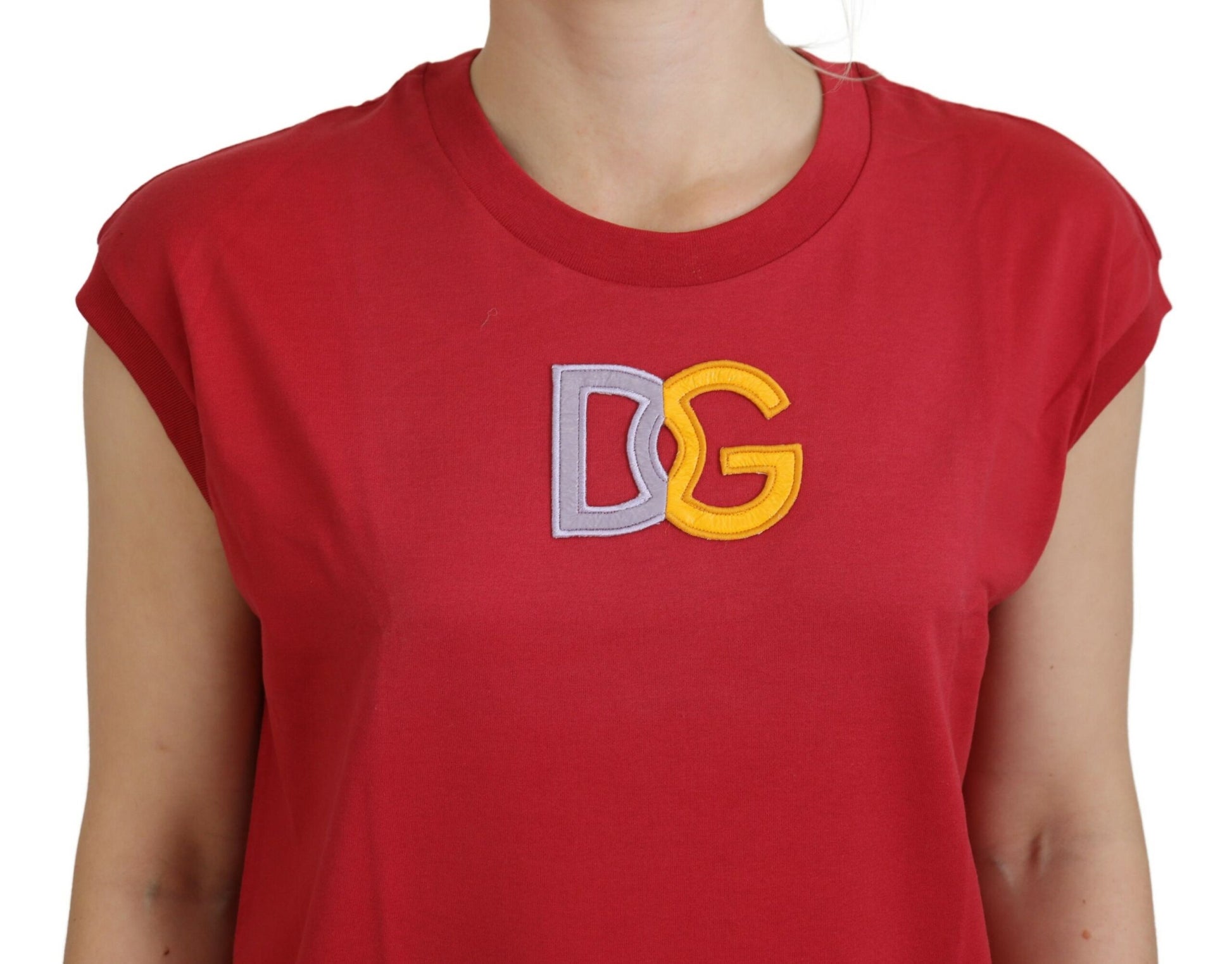 Red shirt with embroidered logo on front