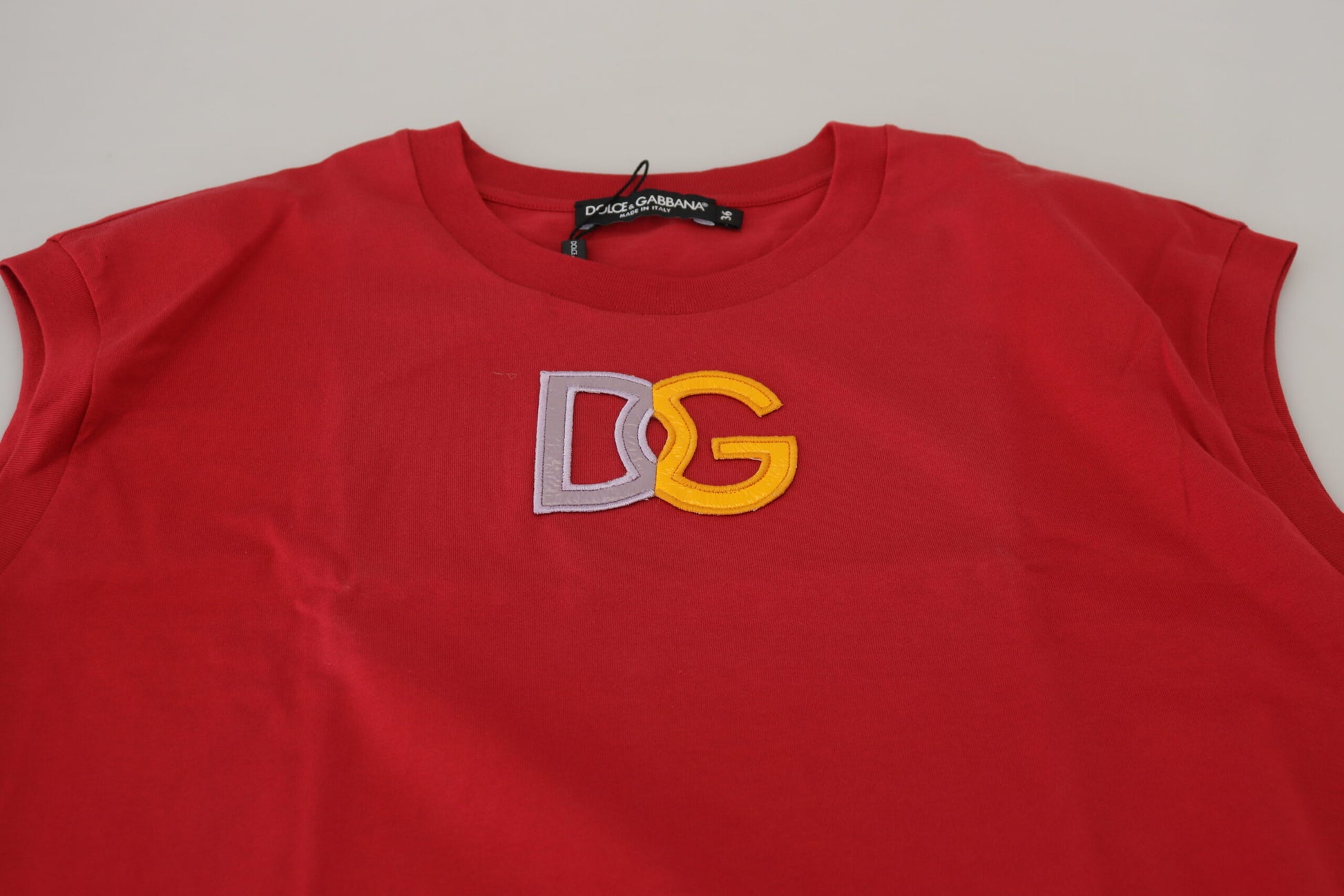 Red baby t-shirt with a logo on front