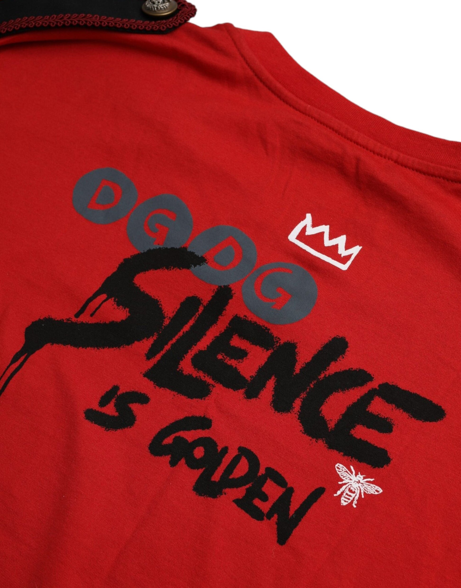 Red shirt with graphic design