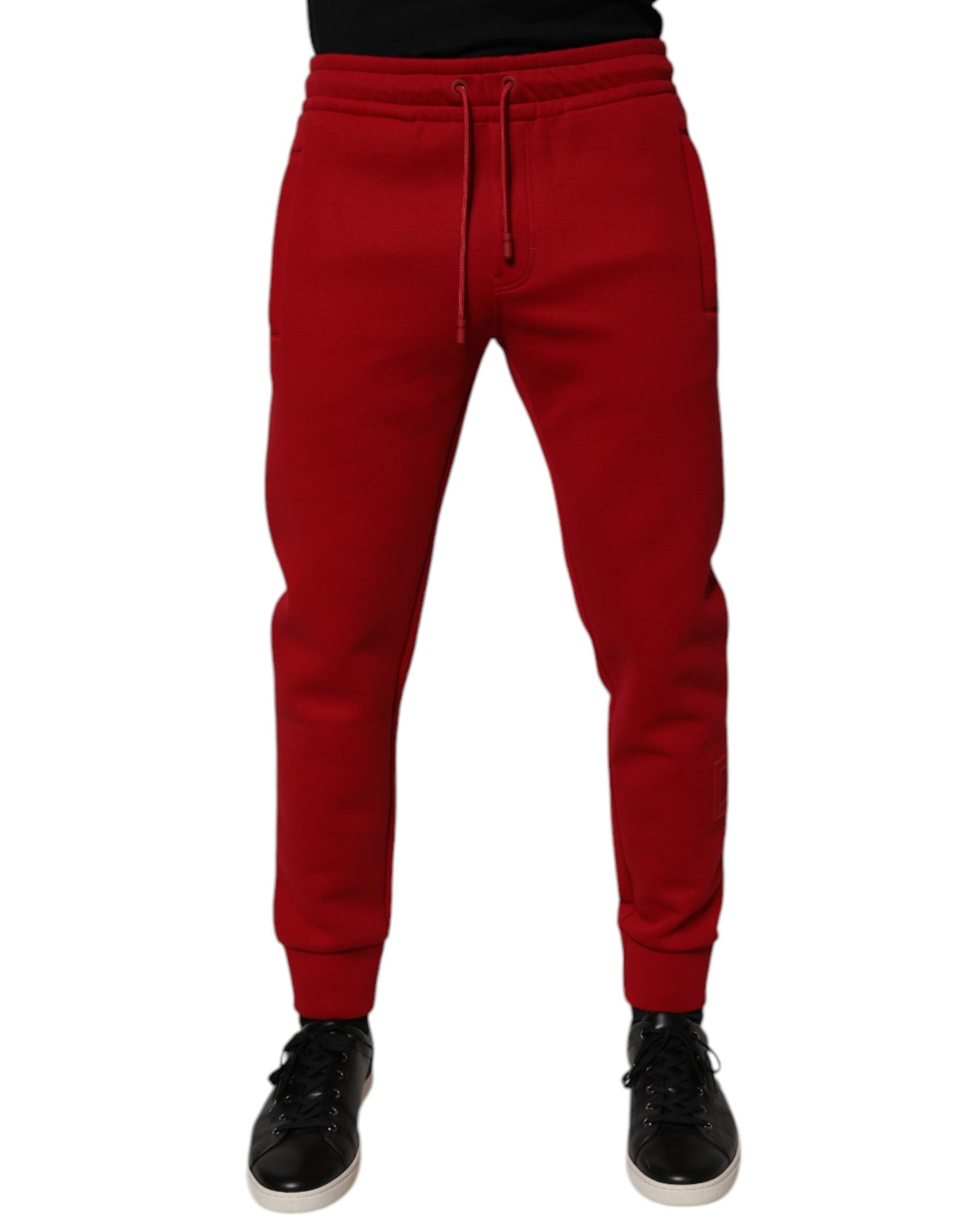 Red sweatpants on a mannequin