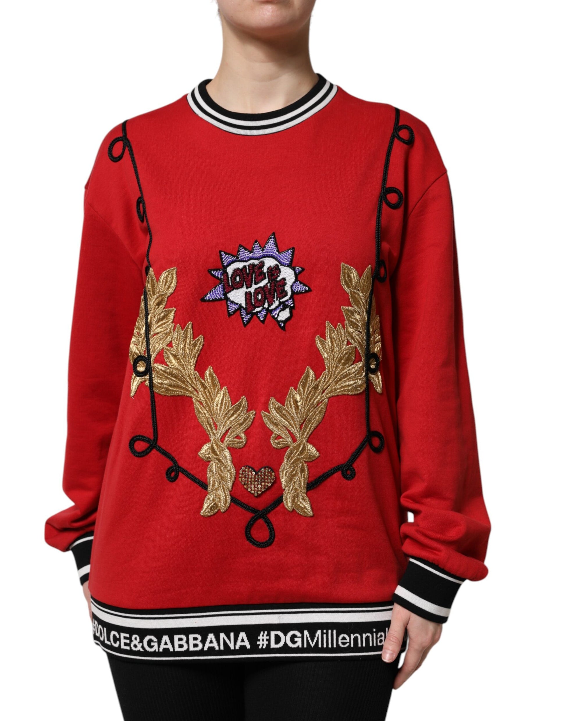 Red sweater with reindeer design on front