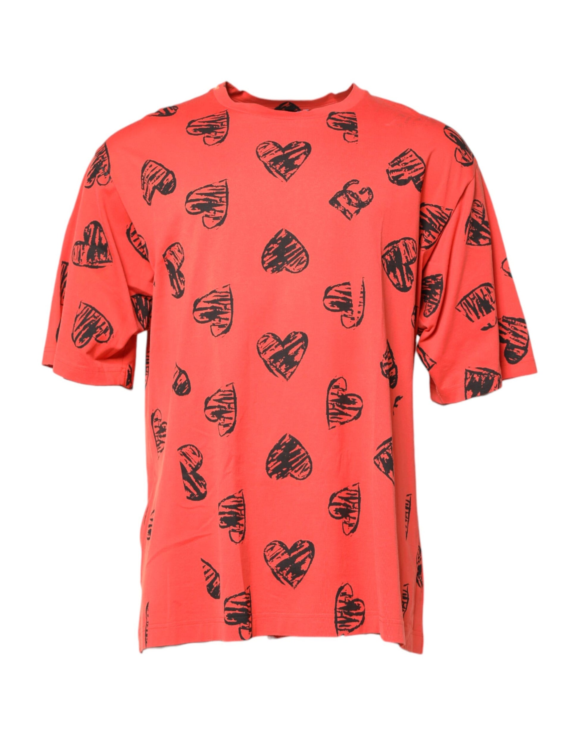 Red shirt with heart pattern