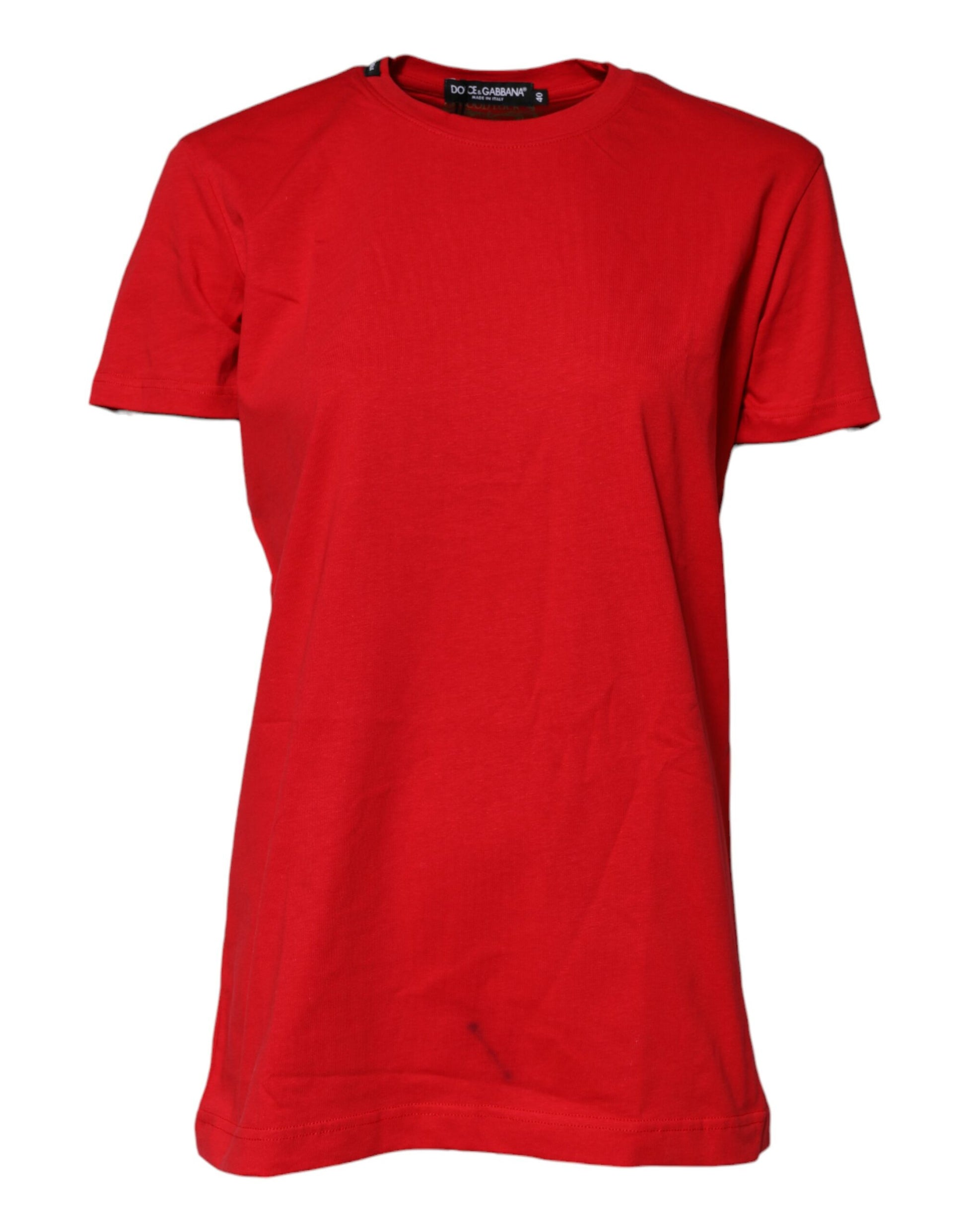 Red short sleeve t-shirt on a hanger