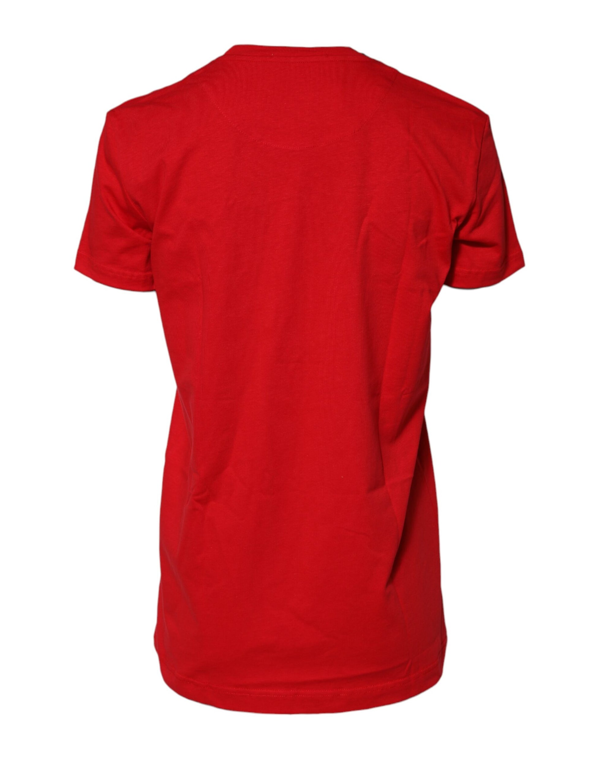 Red short sleeve shirt on hanger