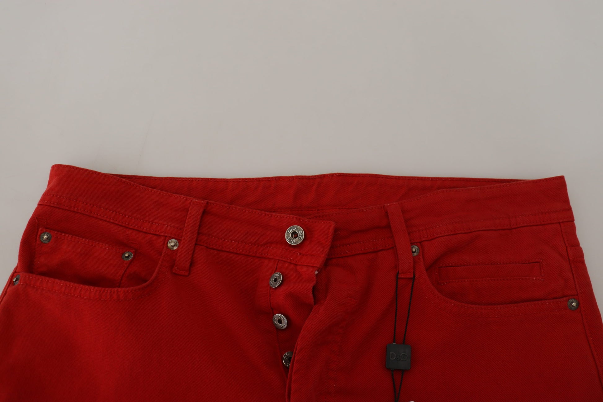 Red jeans on a table