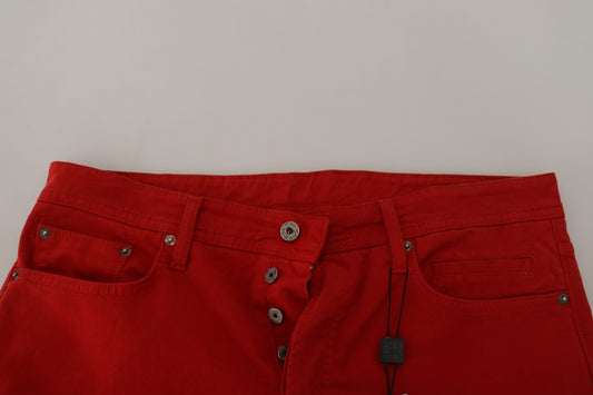 Red jeans on a table