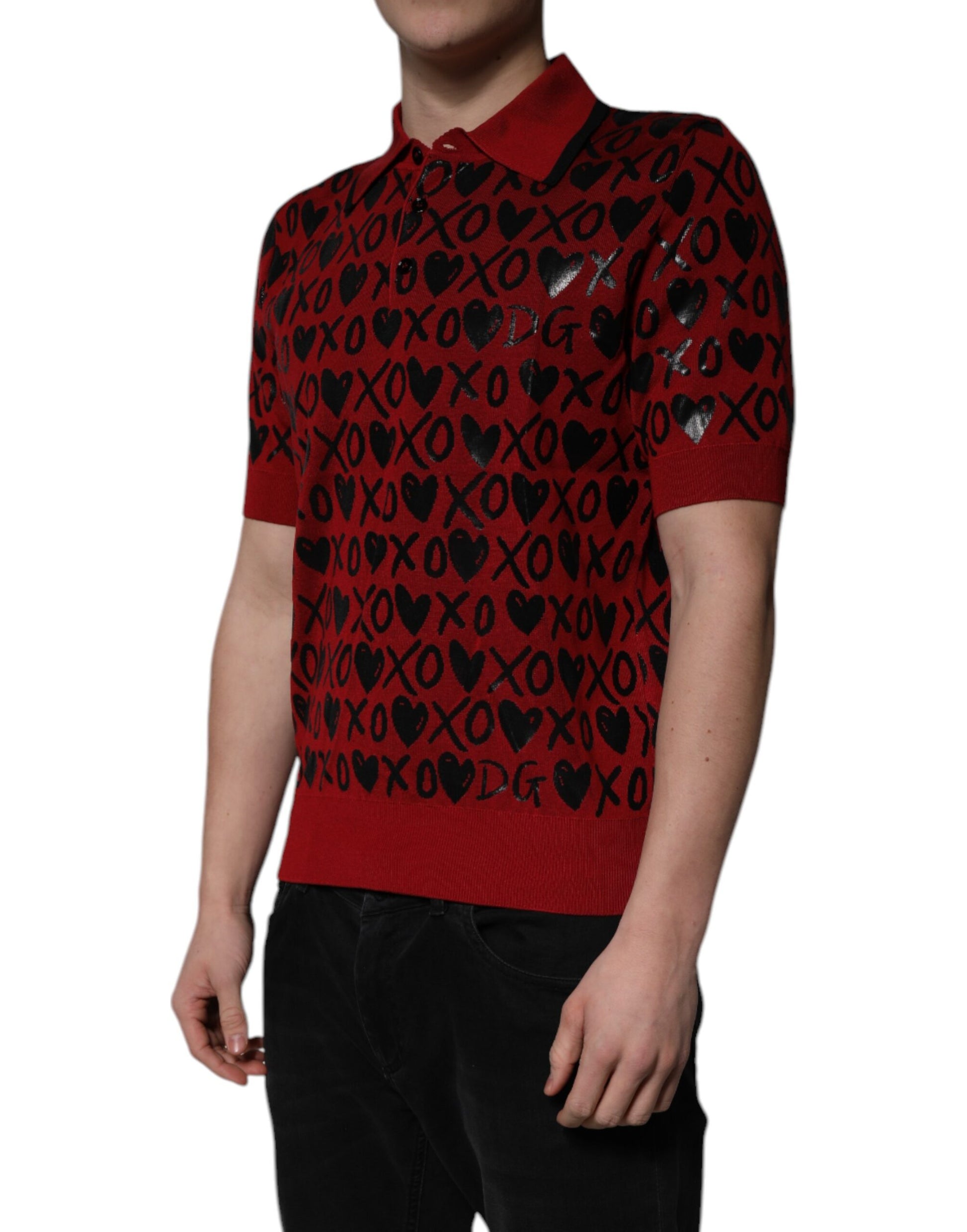 Red sweater with heart pattern