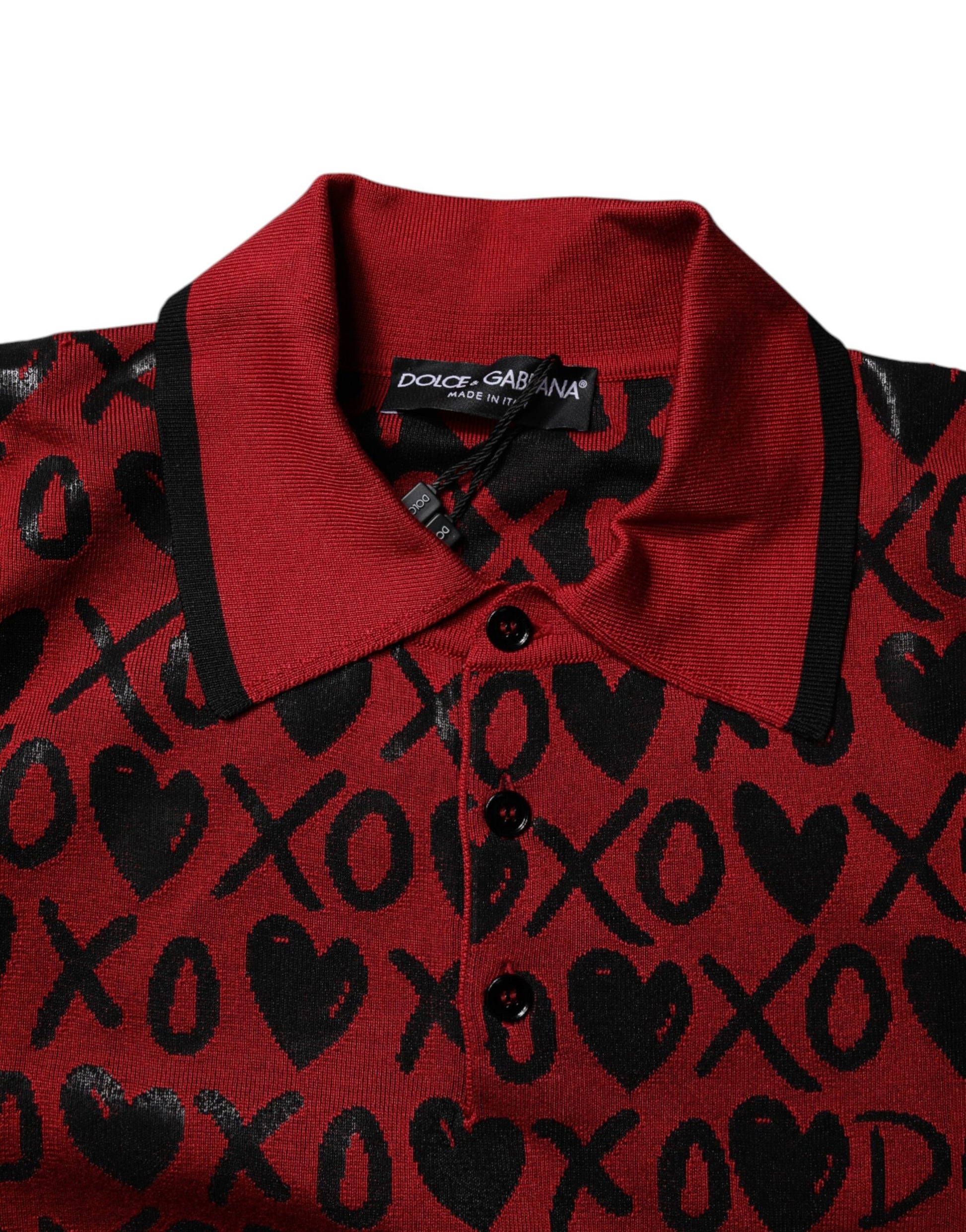 Red shirt with hearts pattern