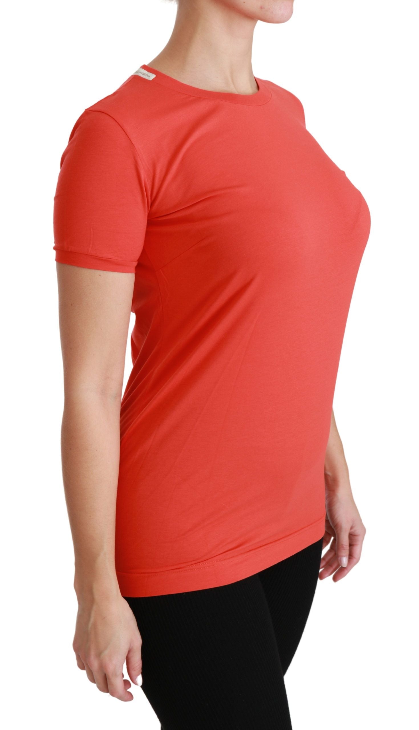 Red athletic shirt on woman