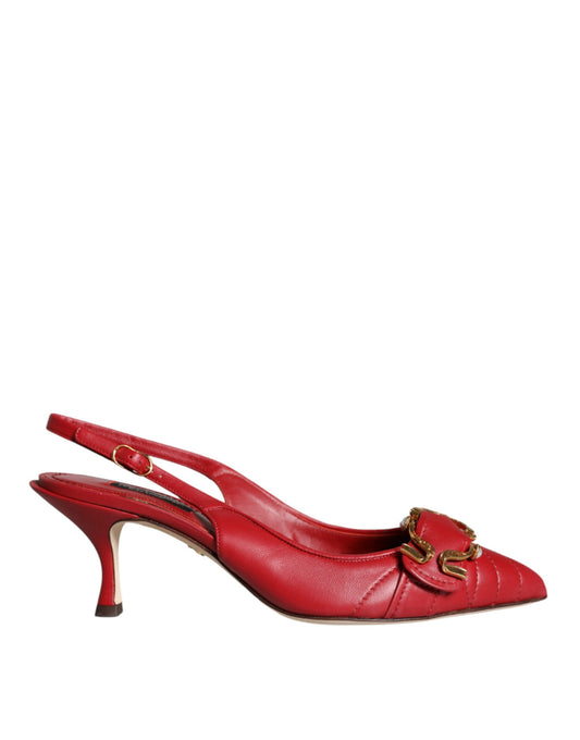 Red high heel shoe with strap detailing