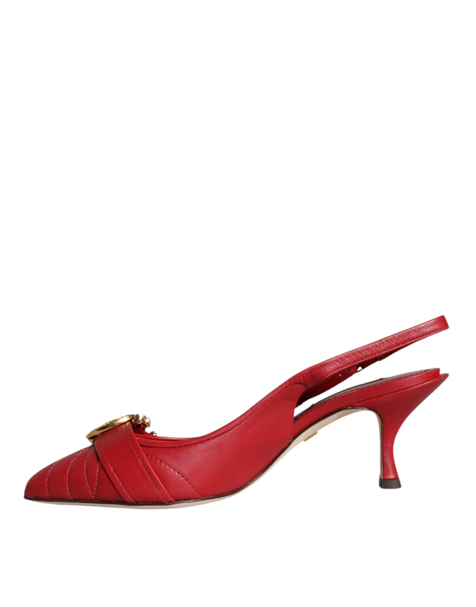 Red high heel shoe with strap detailing