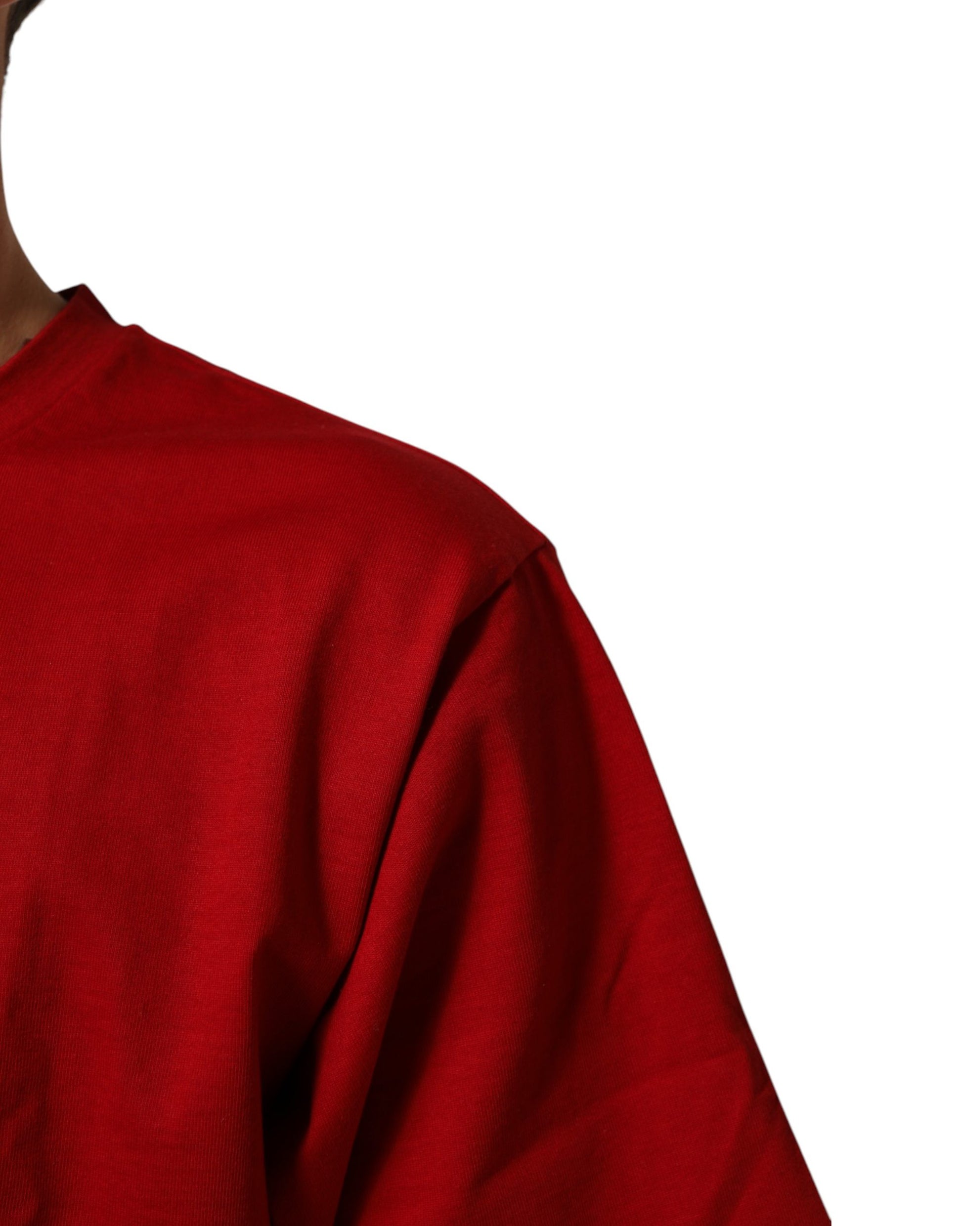 Red long sleeve shirt on a person