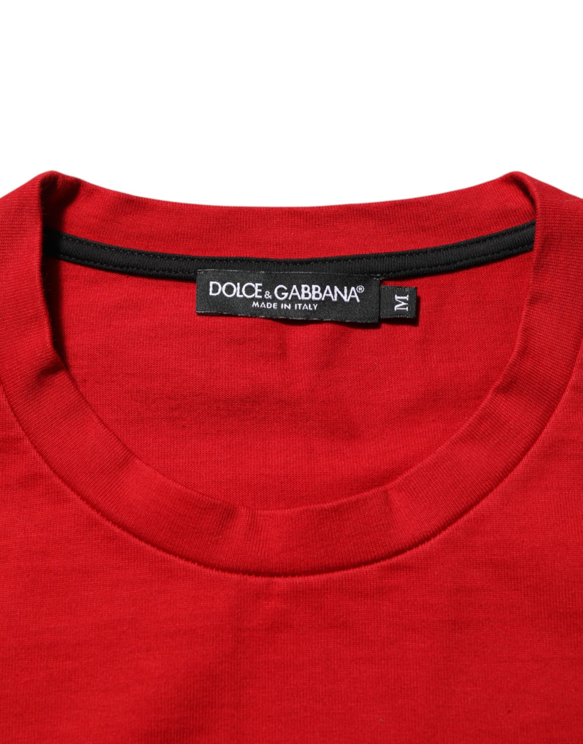 Red t-shirt with black collar