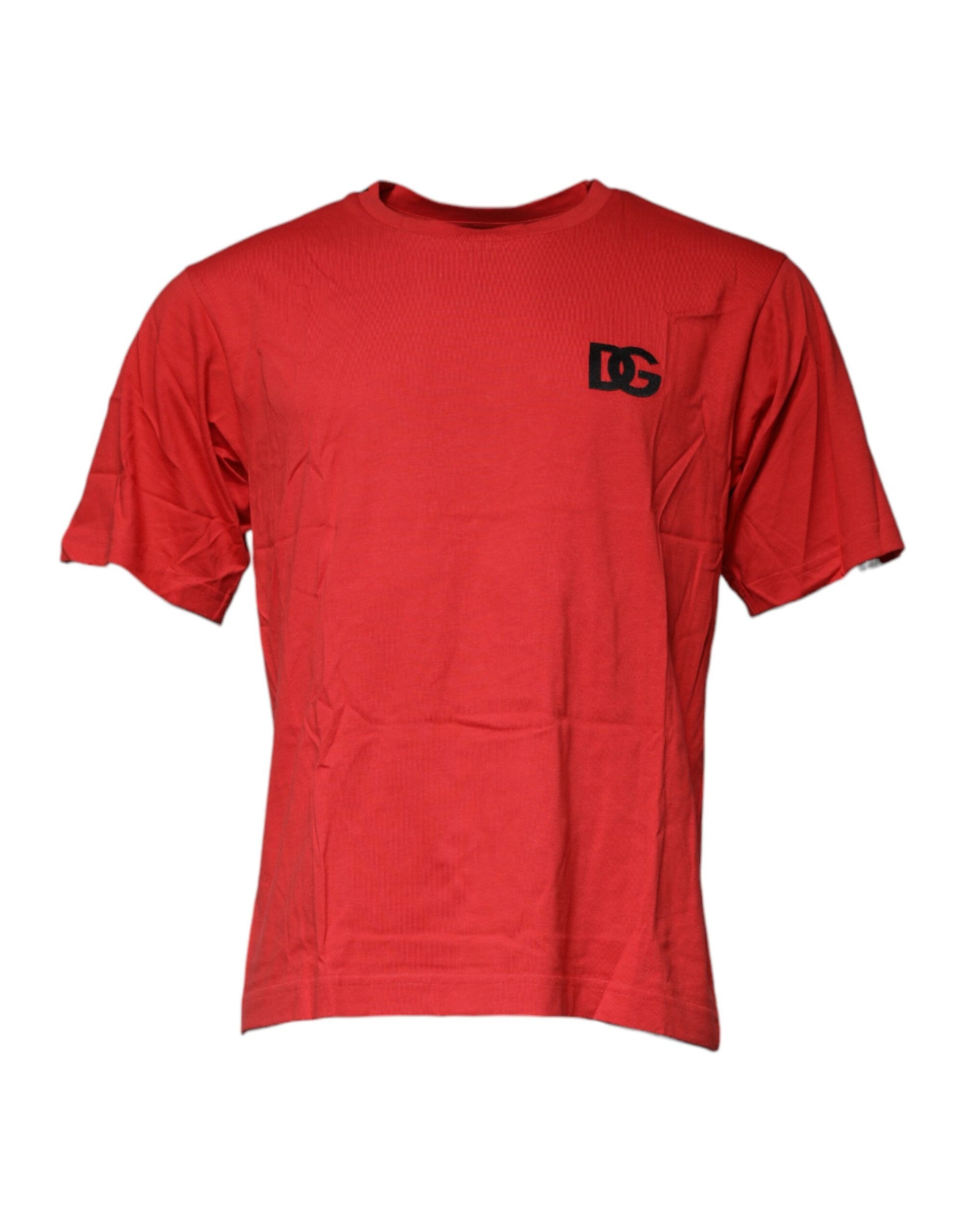 Red short sleeved shirt on a hanger