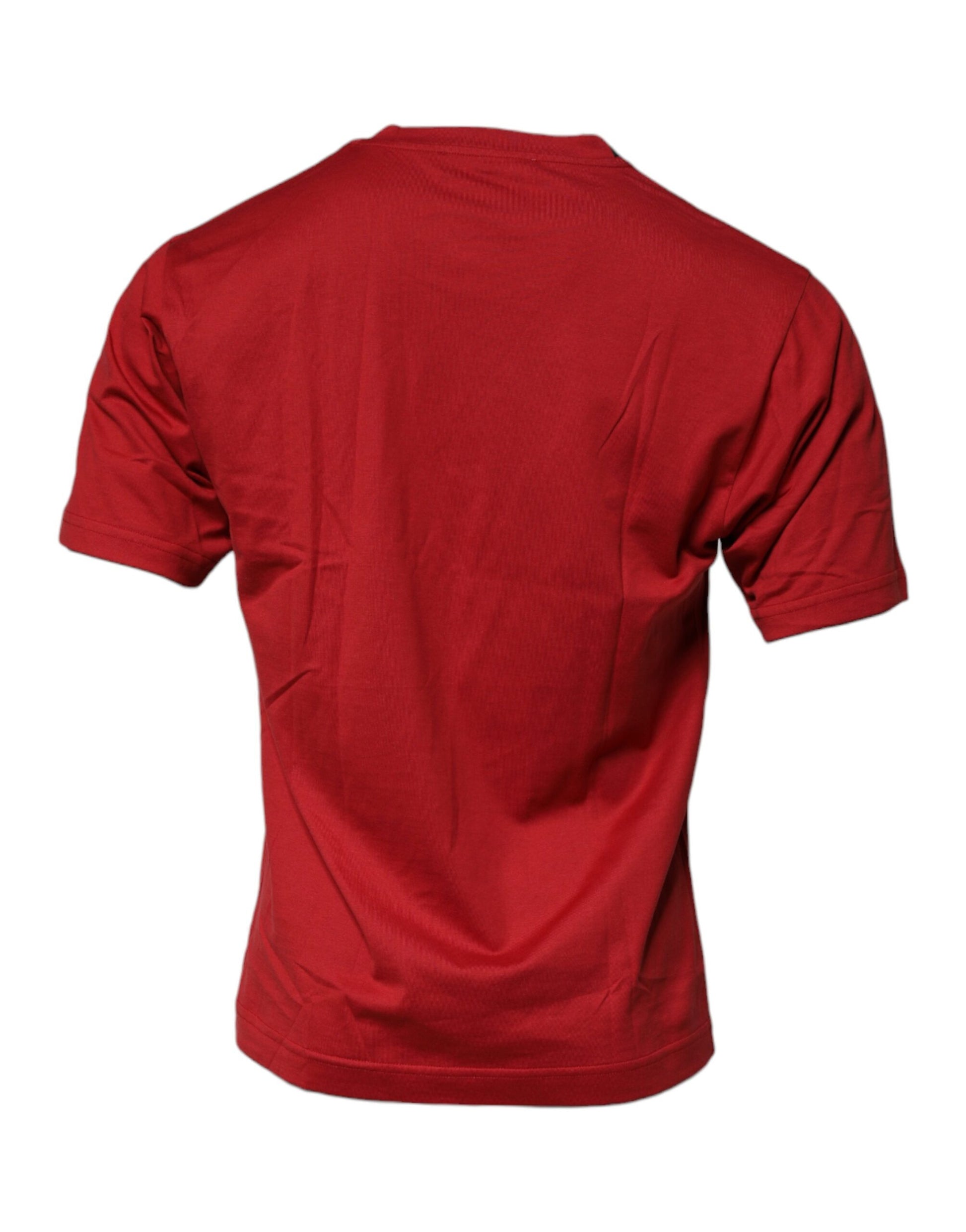 Red short sleeved shirt on hanger