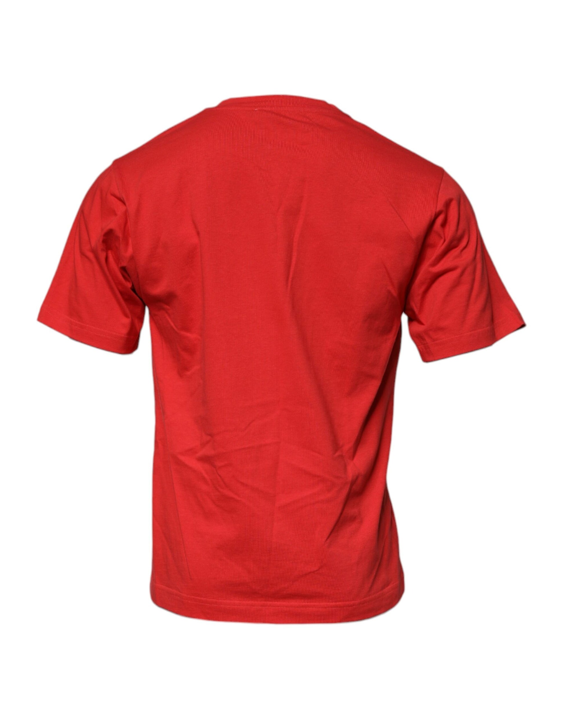 Red short sleeved shirt on hanger