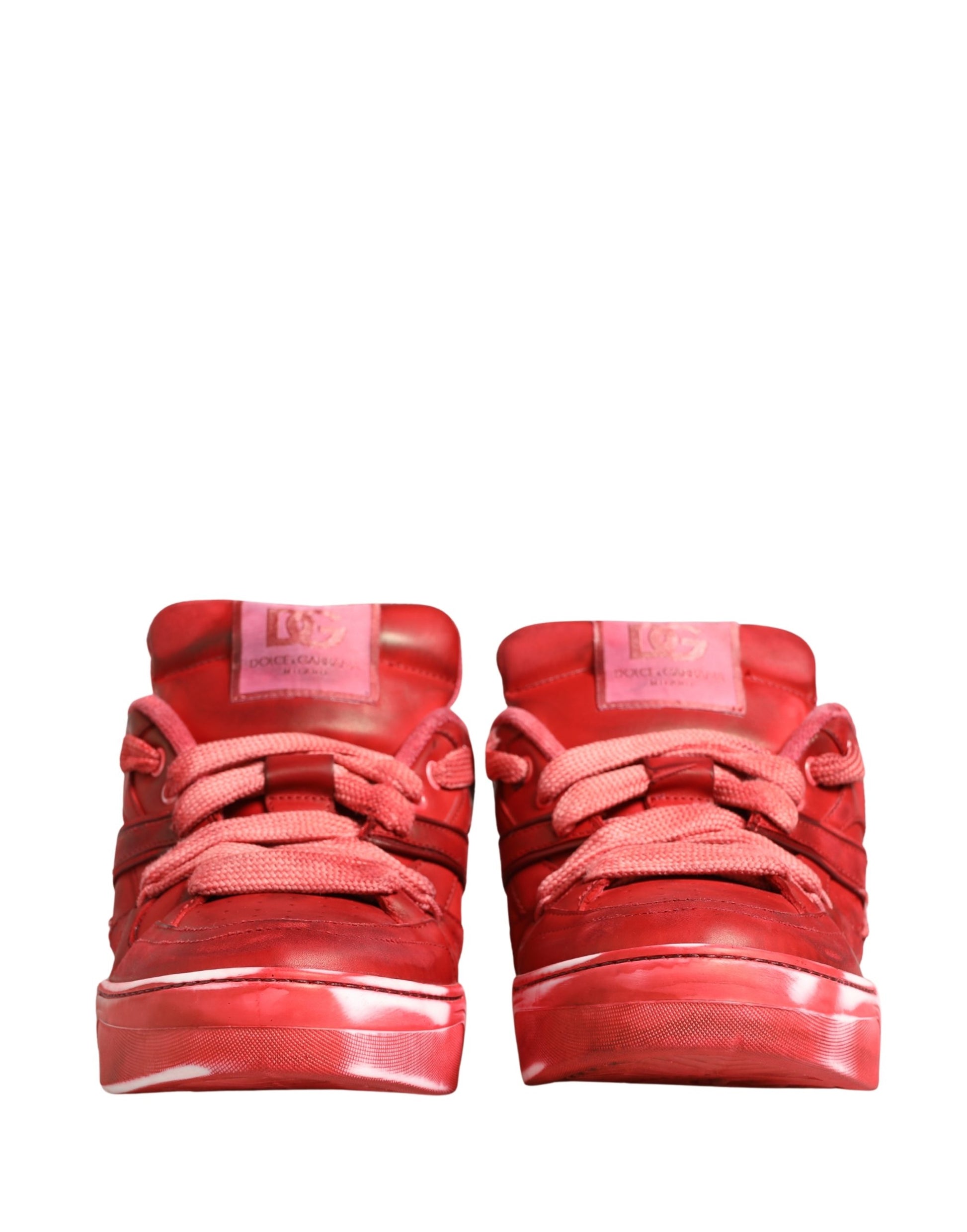 Red sneakers on display