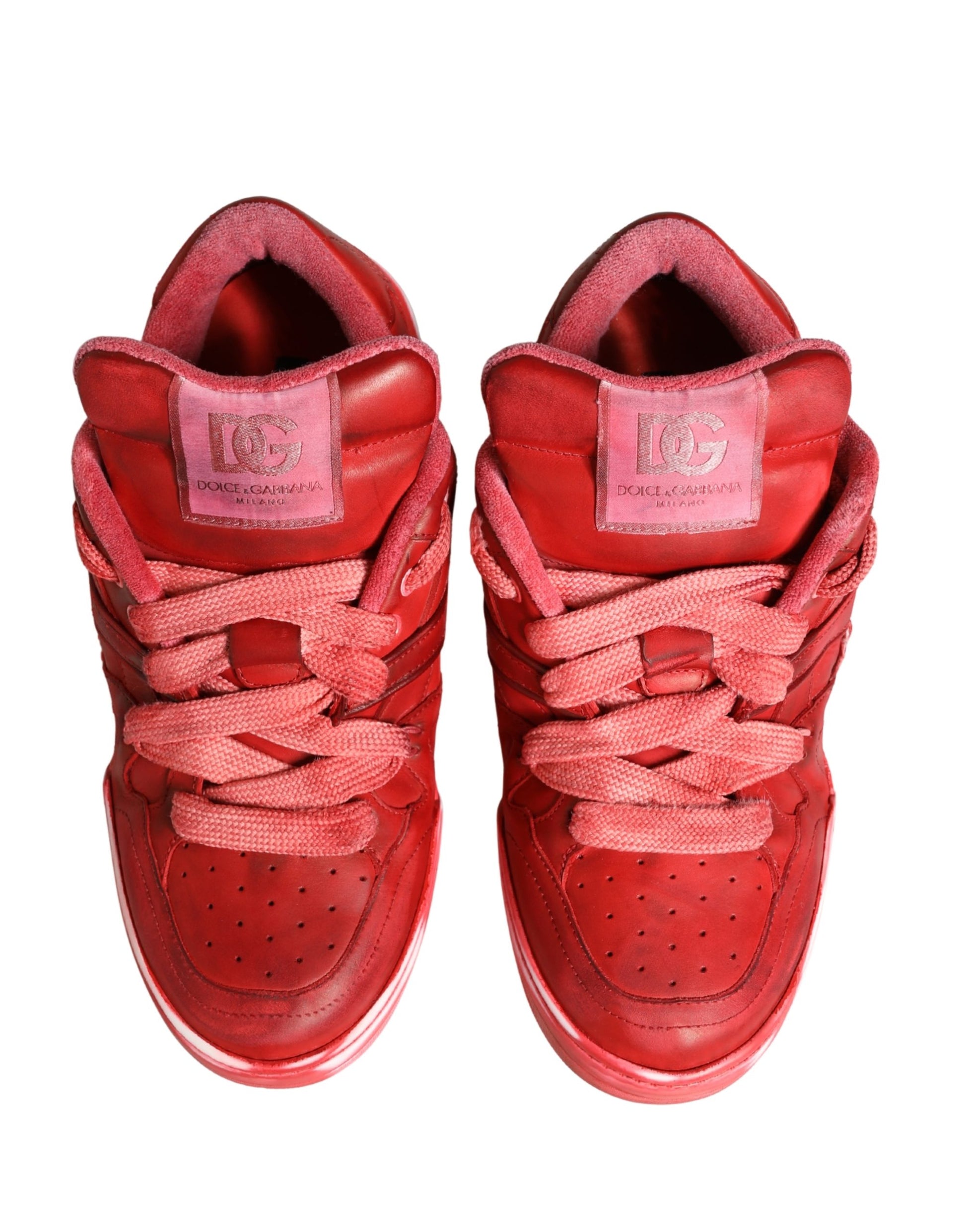 Red sneakers with pink laces