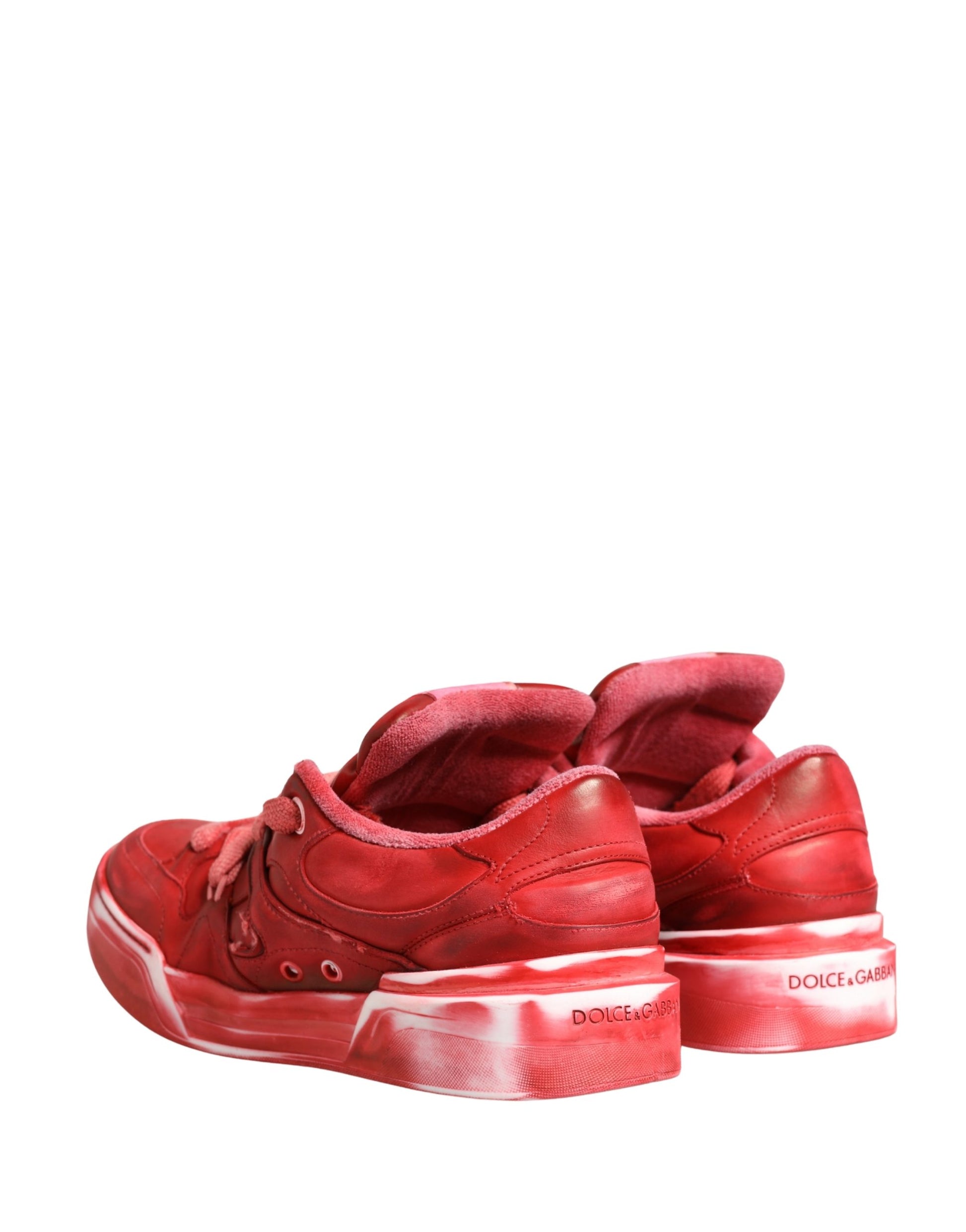 Red sneakers on white background