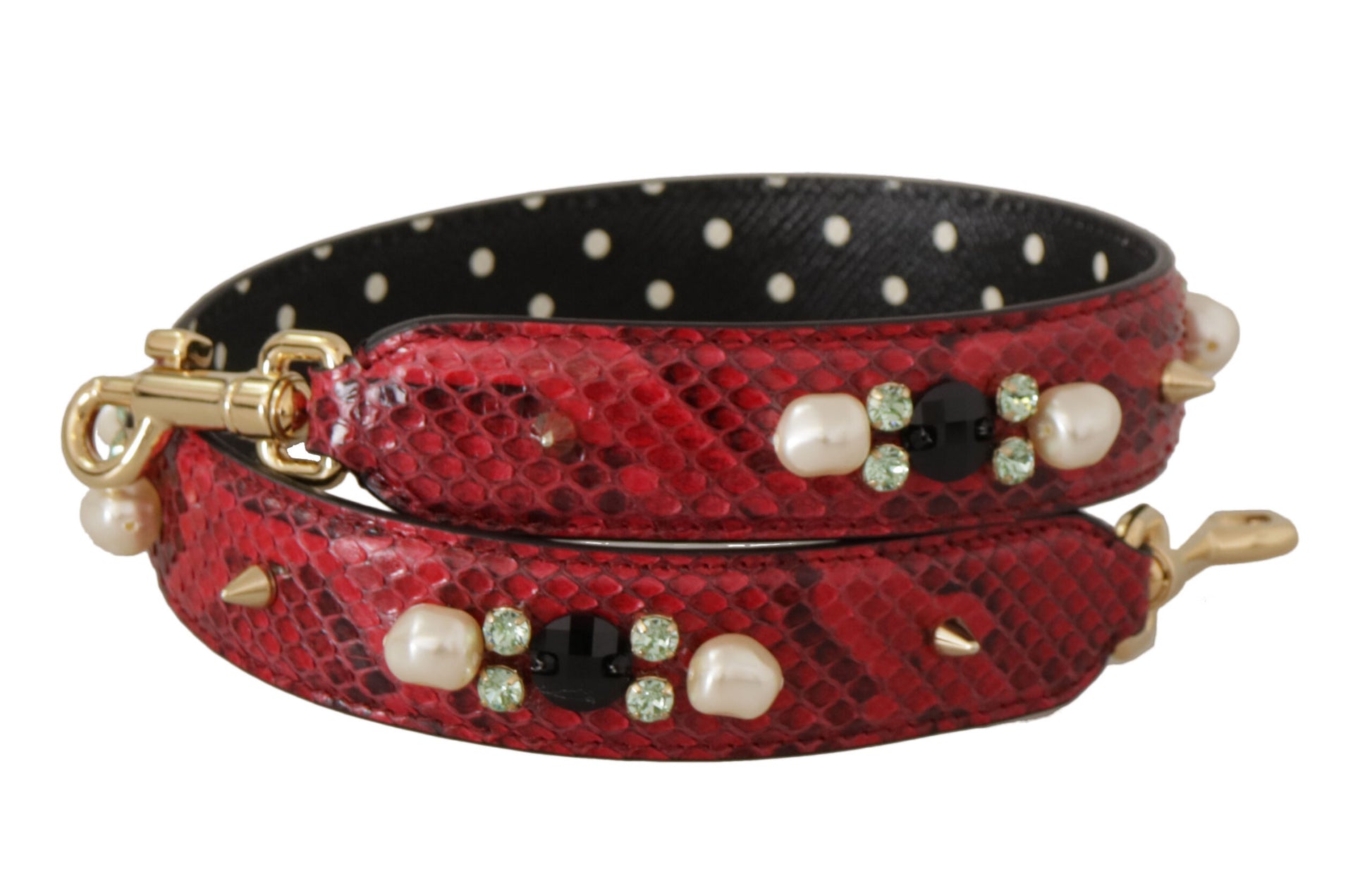 Black and red bracelet with pearl accents