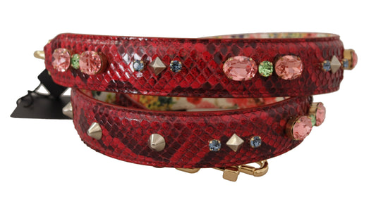 Red snake skin dog collar with rhinestones