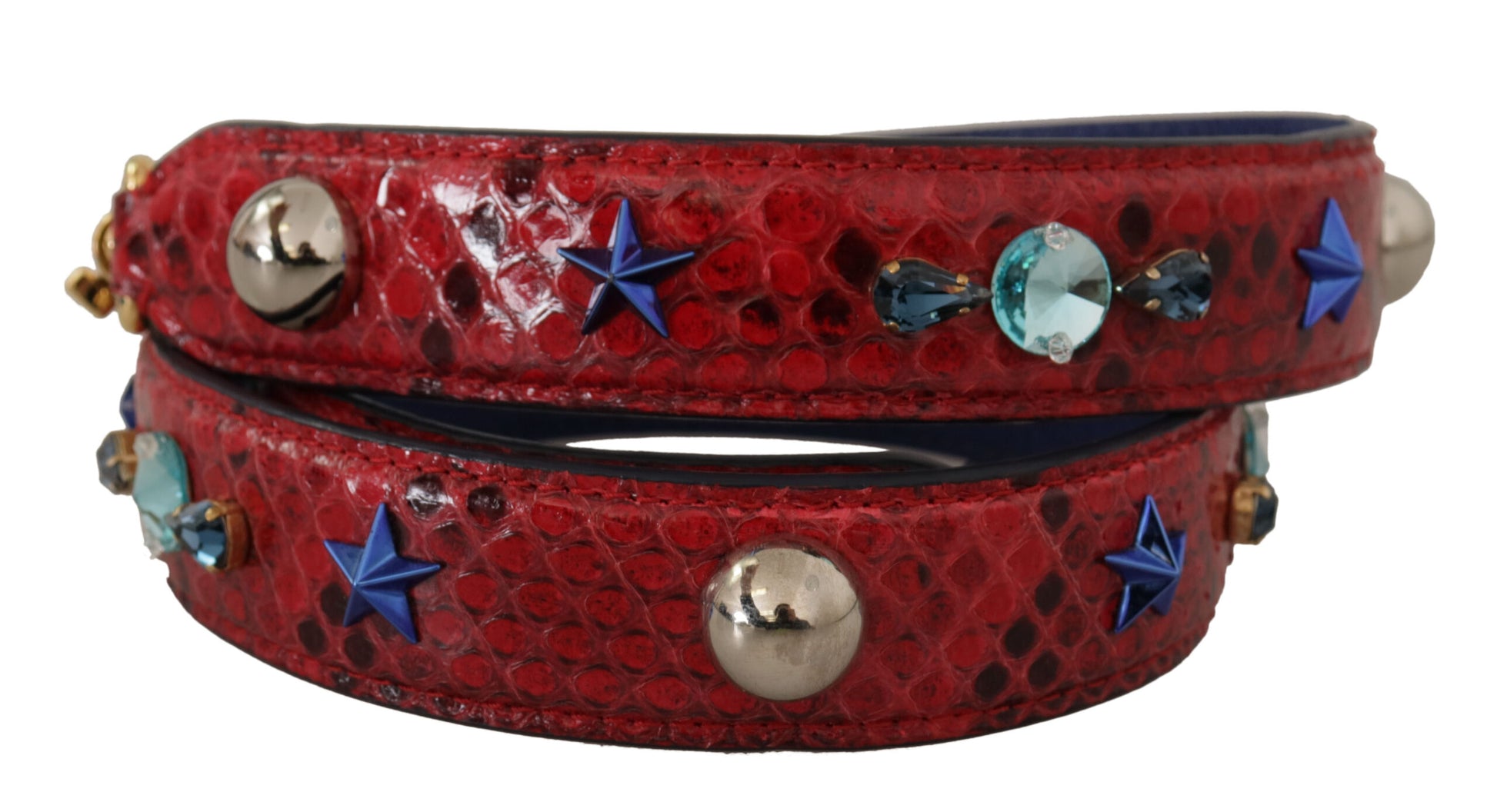 Red bracelet with silver stars and jewels