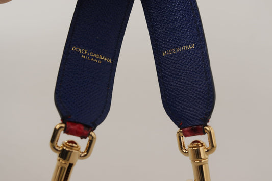 Blue fabric lanyard with gold hardware