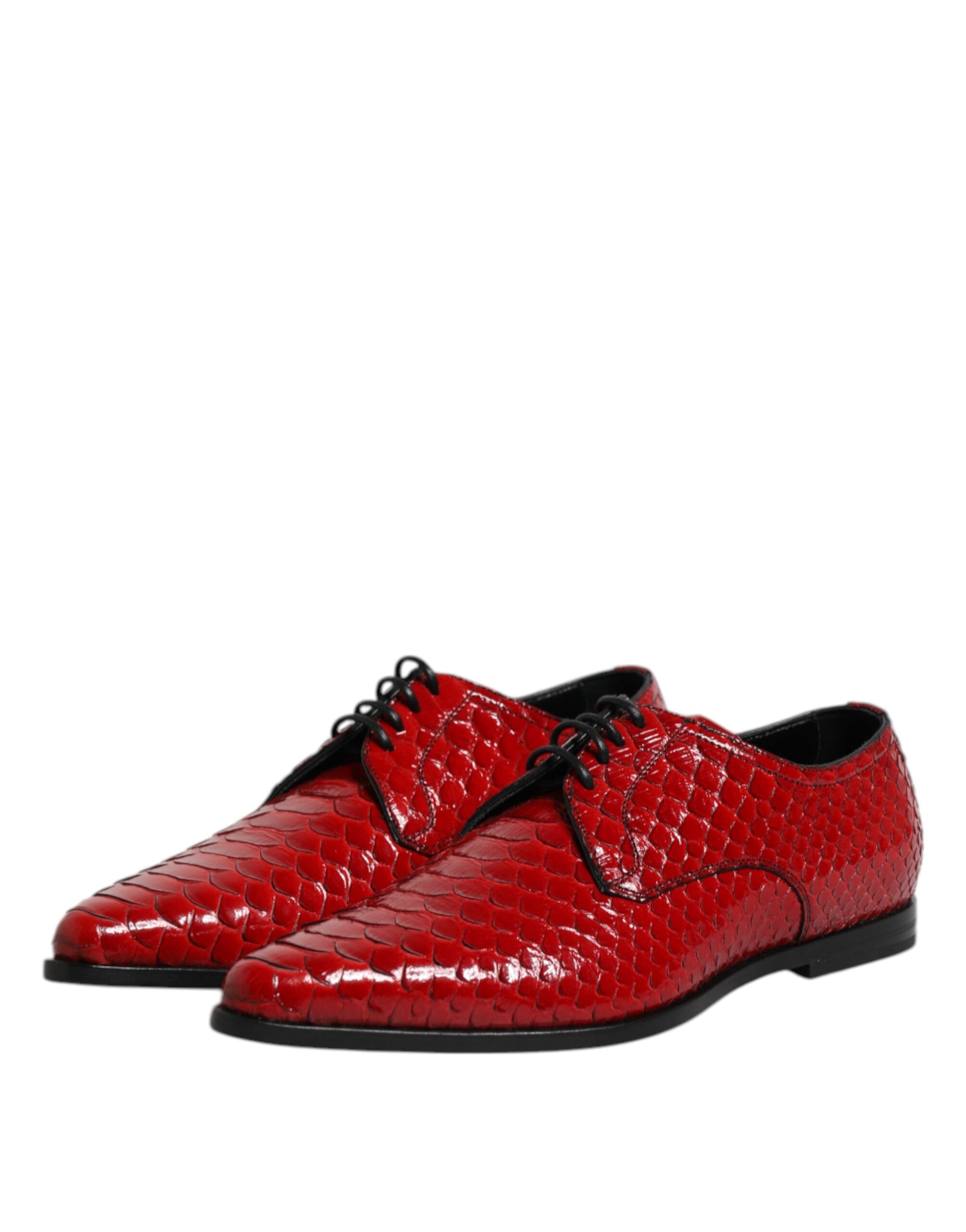 Red exotic leather lace up dress derby shoes