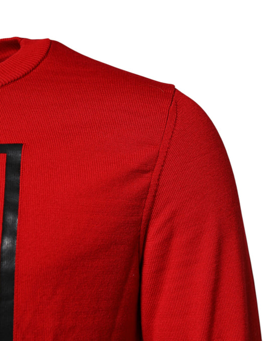 Red long sleeve shirt with black trim