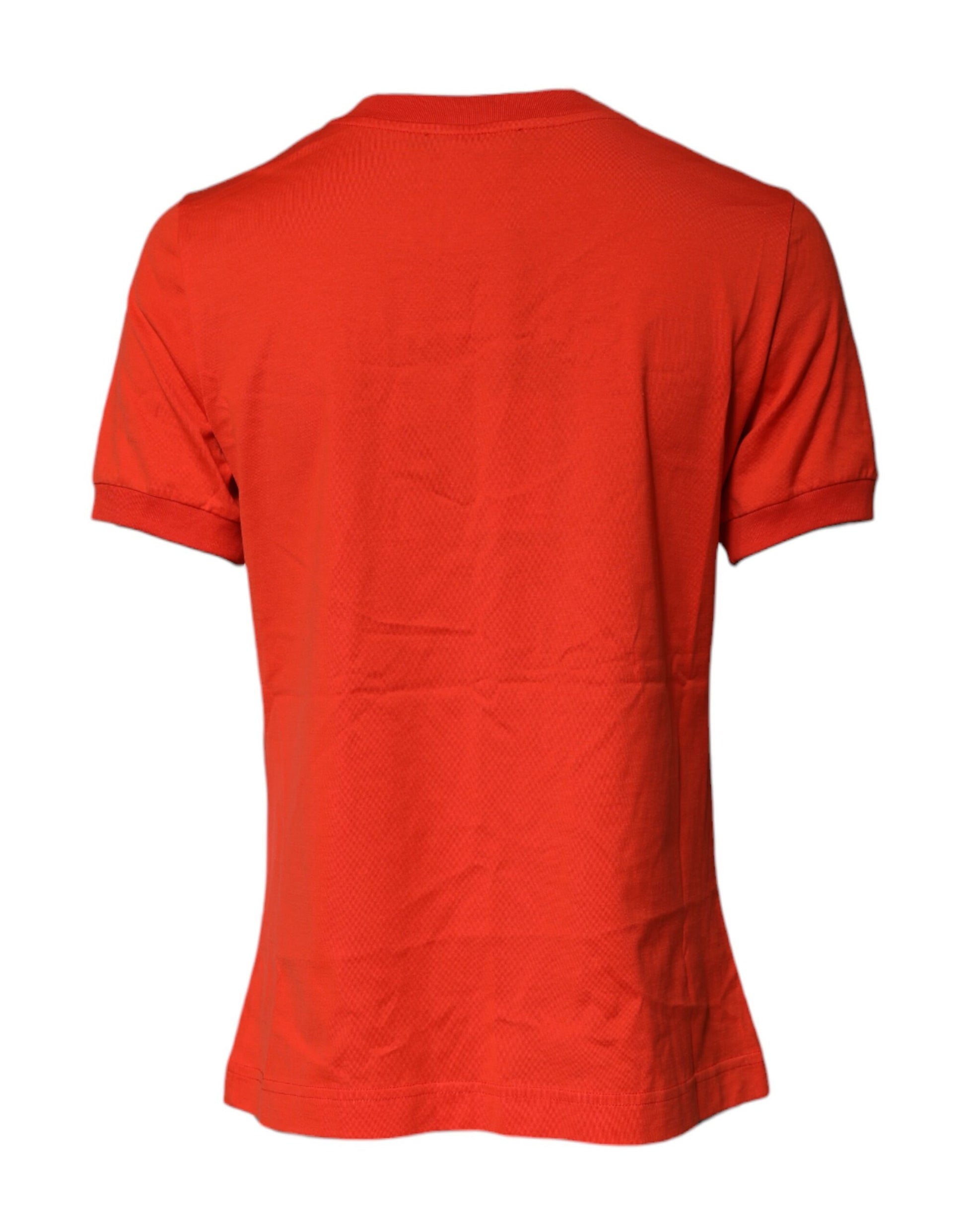 Red short sleeved shirt on a hanger