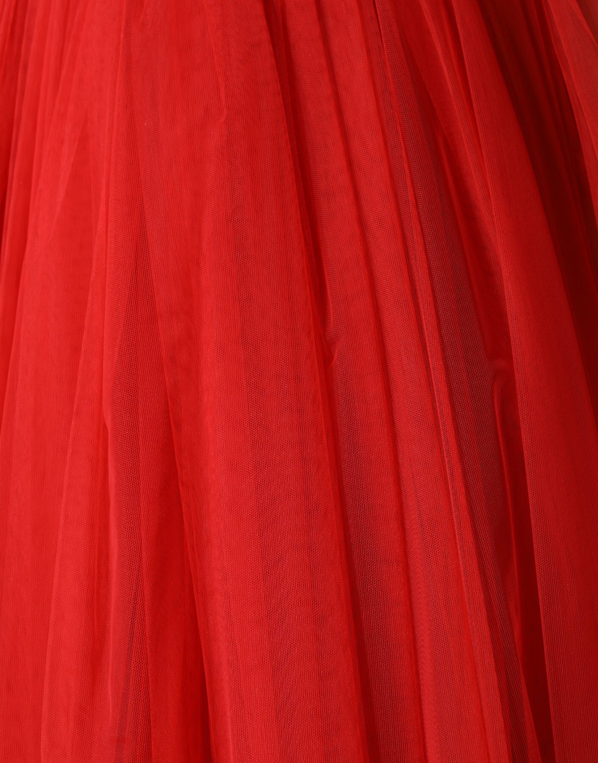 Red skirt with ruffled hem
