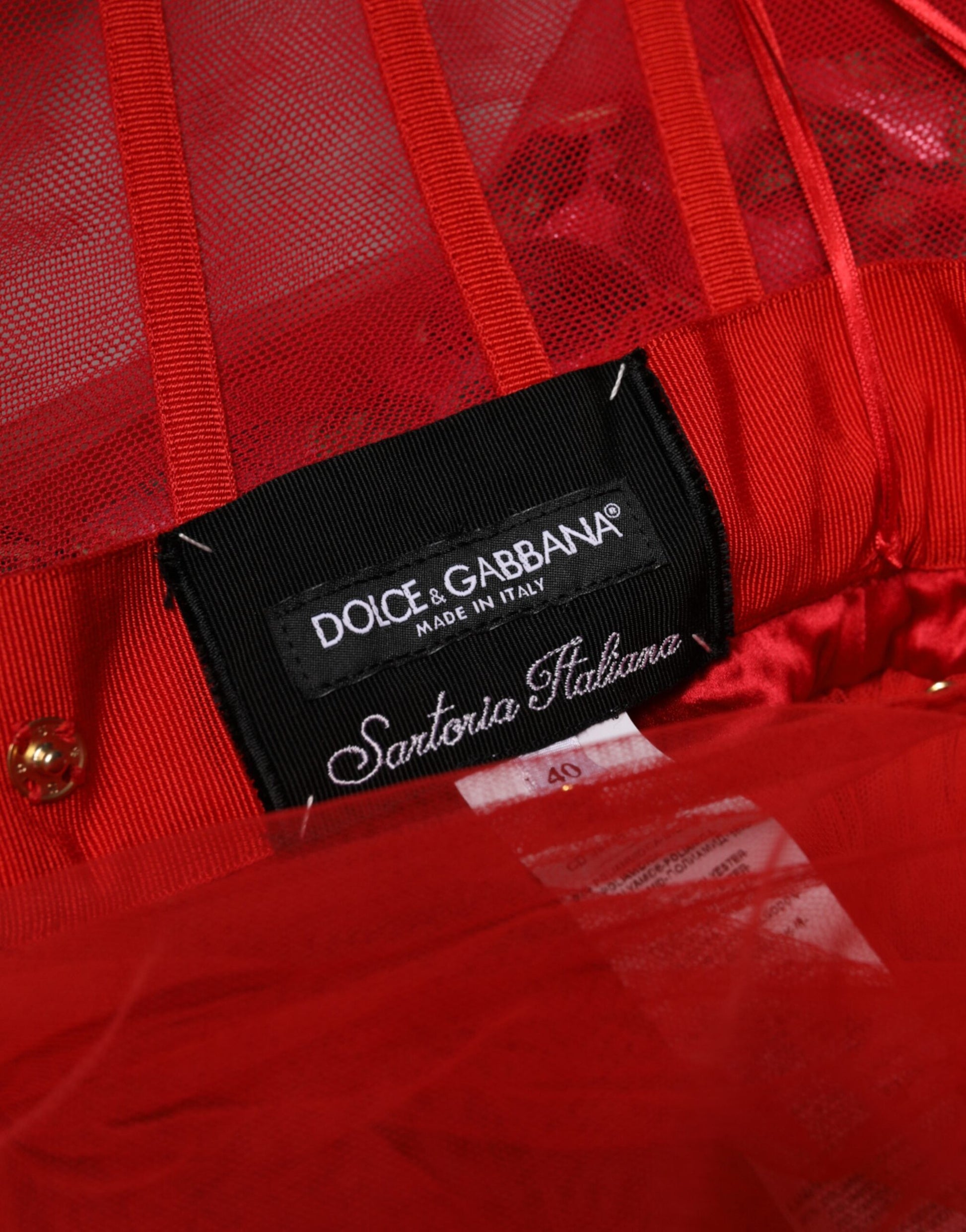 Red garment with black label
