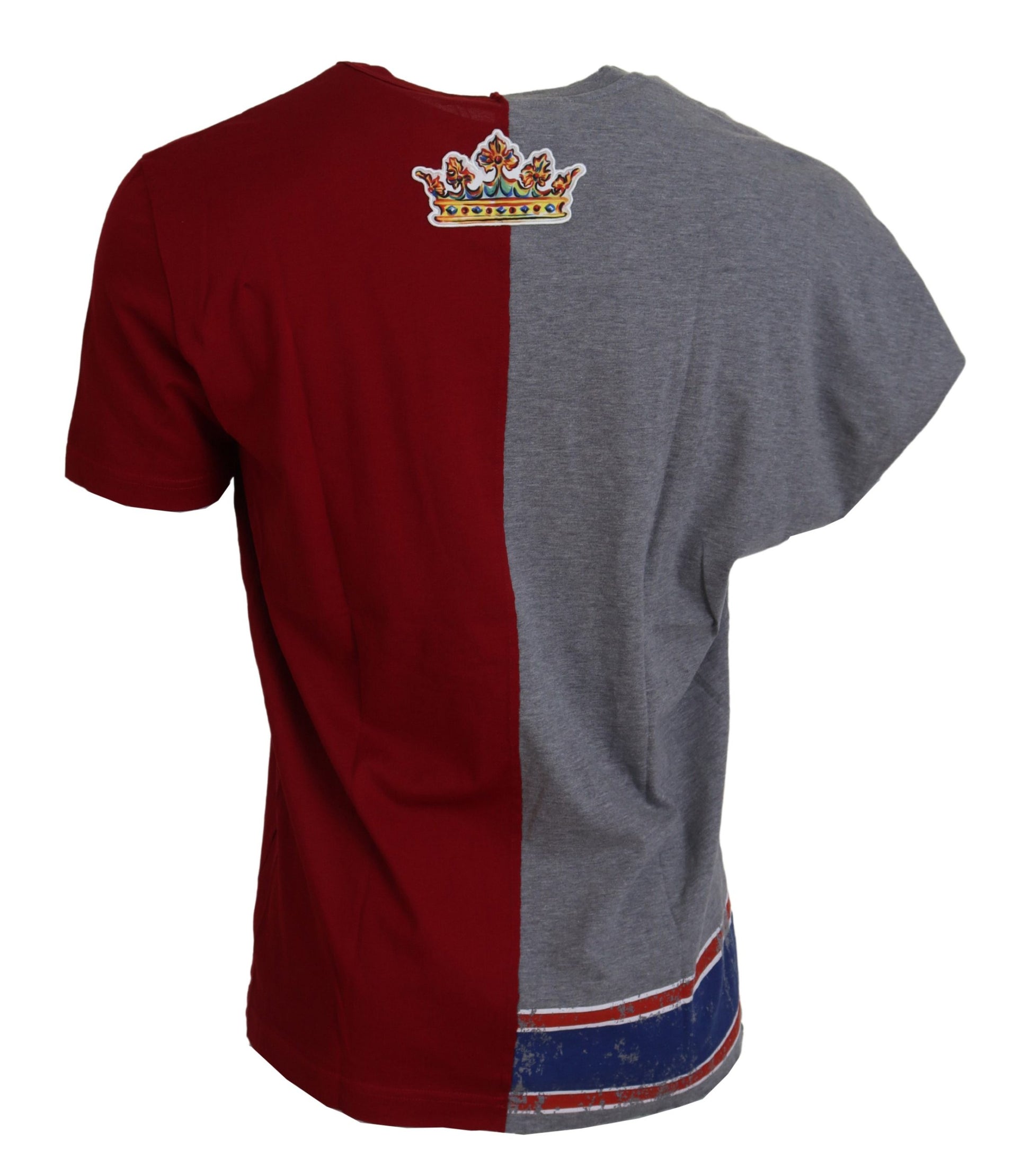 Grey and red t-shirt with a crown design on back