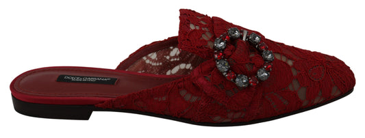 Red lace-up sandal with embellishments on heel and toe