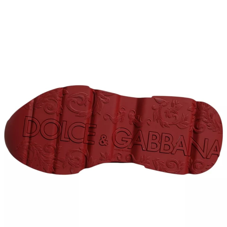 Red shoe inlay with brand name