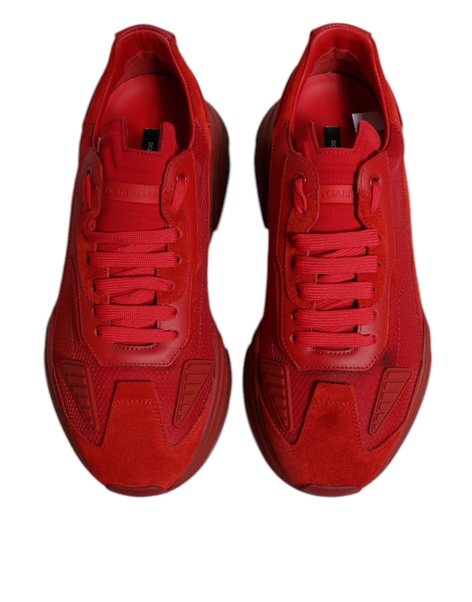 Red sneakers on display