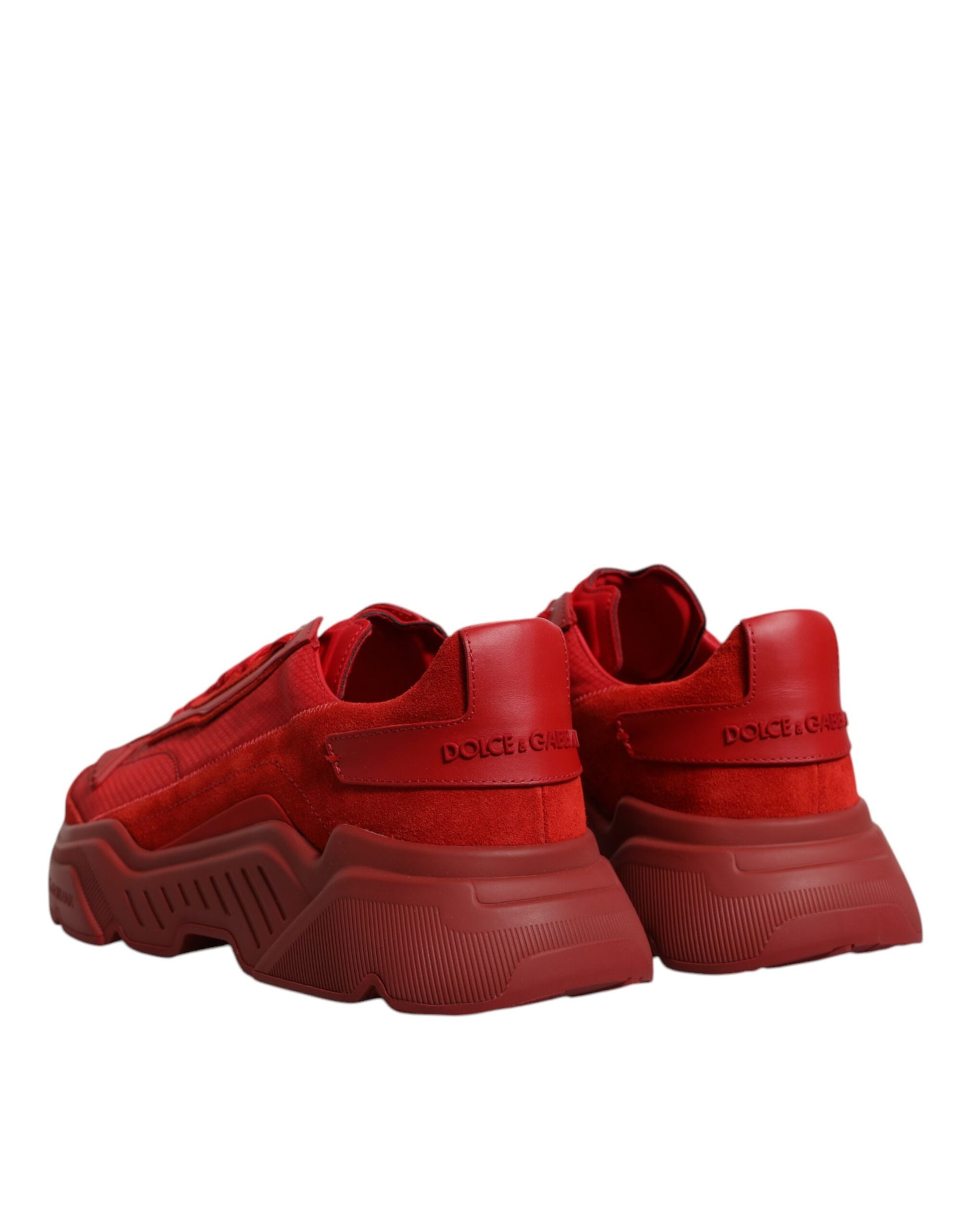Red sneakers on white background