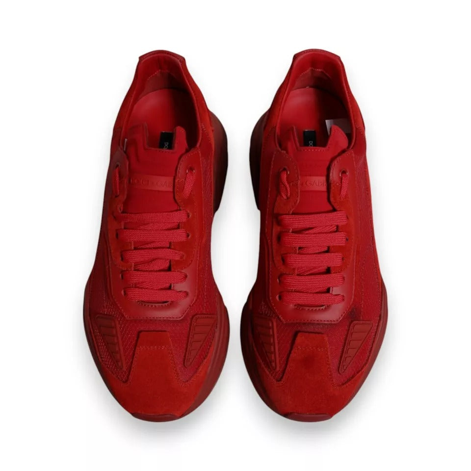 Red sneakers on display