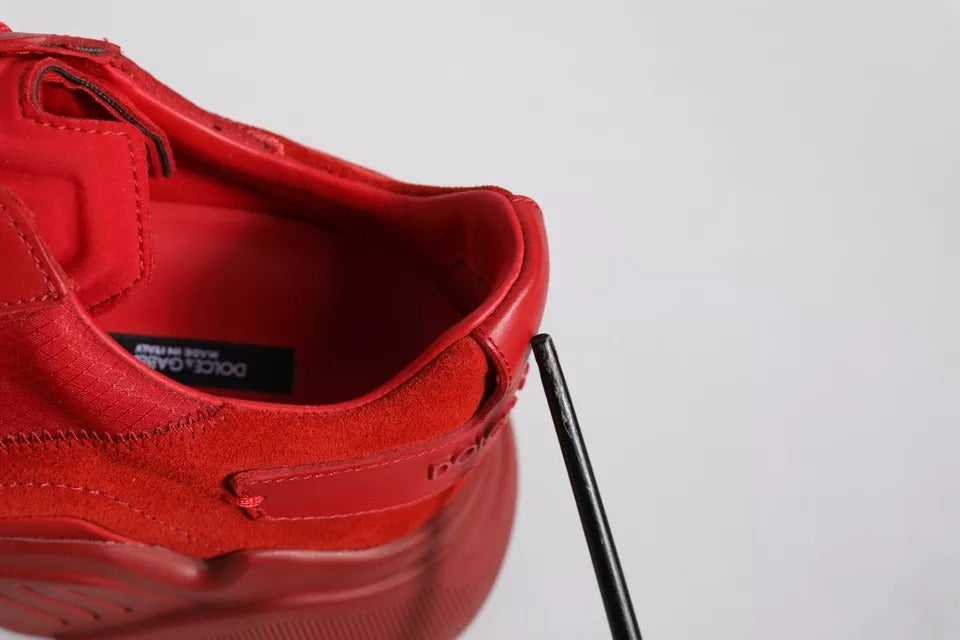 Red sneakers on display