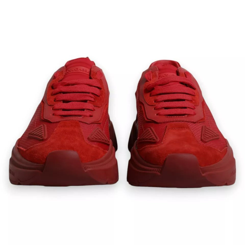 Red sneakers on display