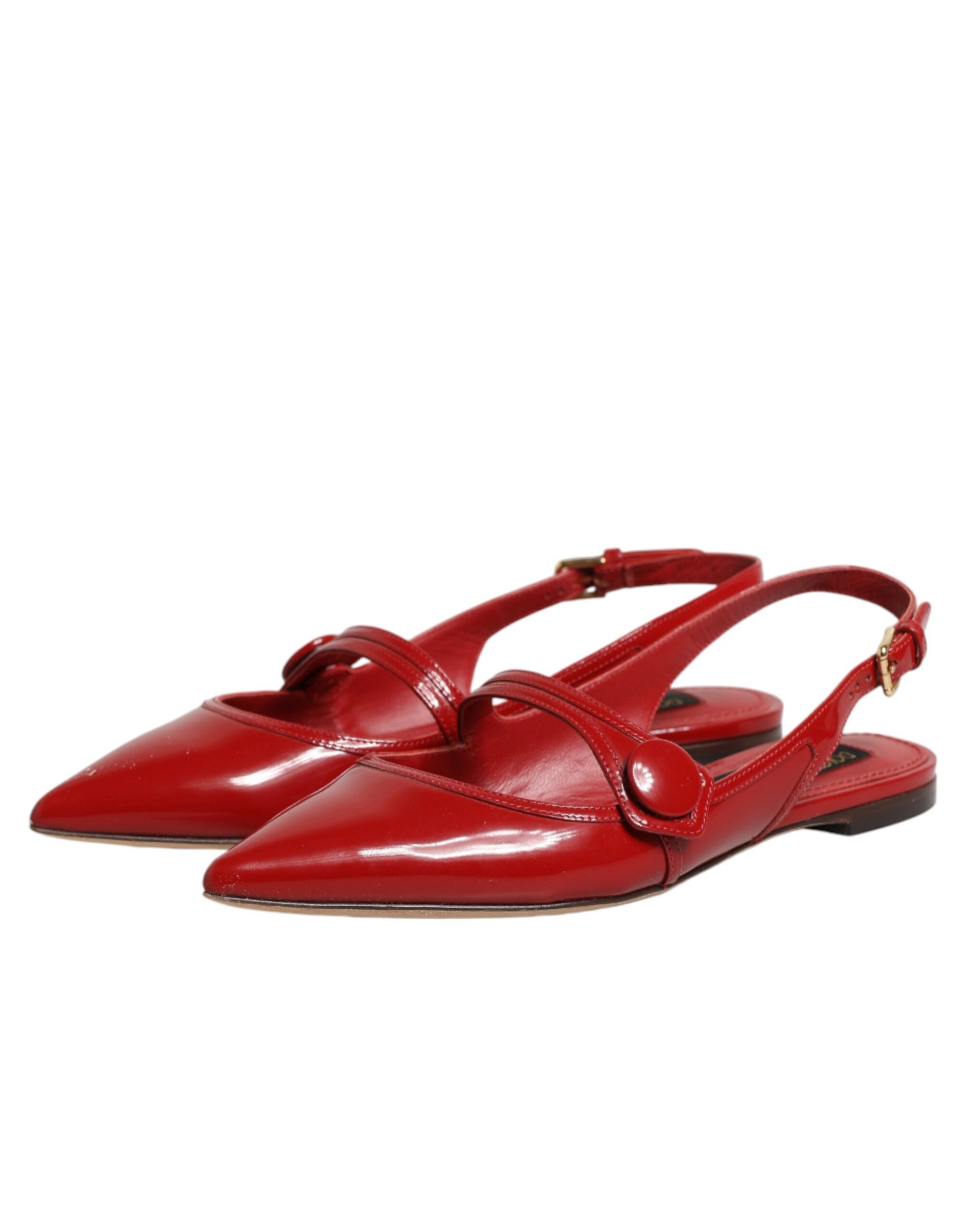 Red women's flat shoes with strap detailing